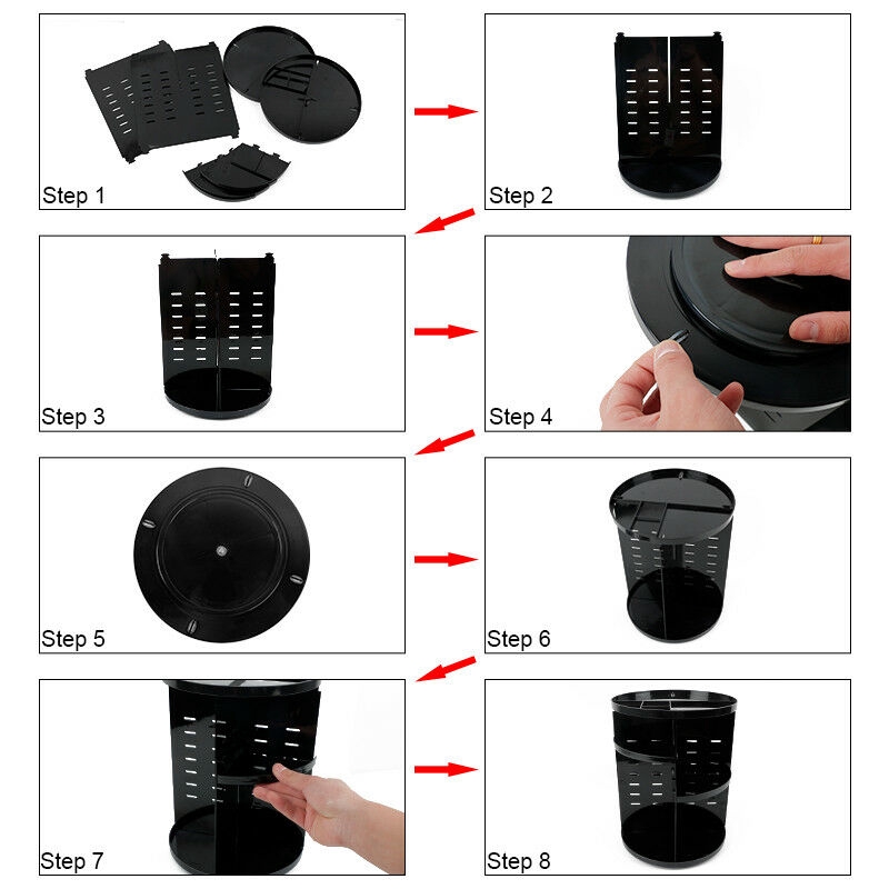 360° Hộp đựng mỹ phẩm/trang sức bằng nhựa cỡ lớn đa năng tiện dụng