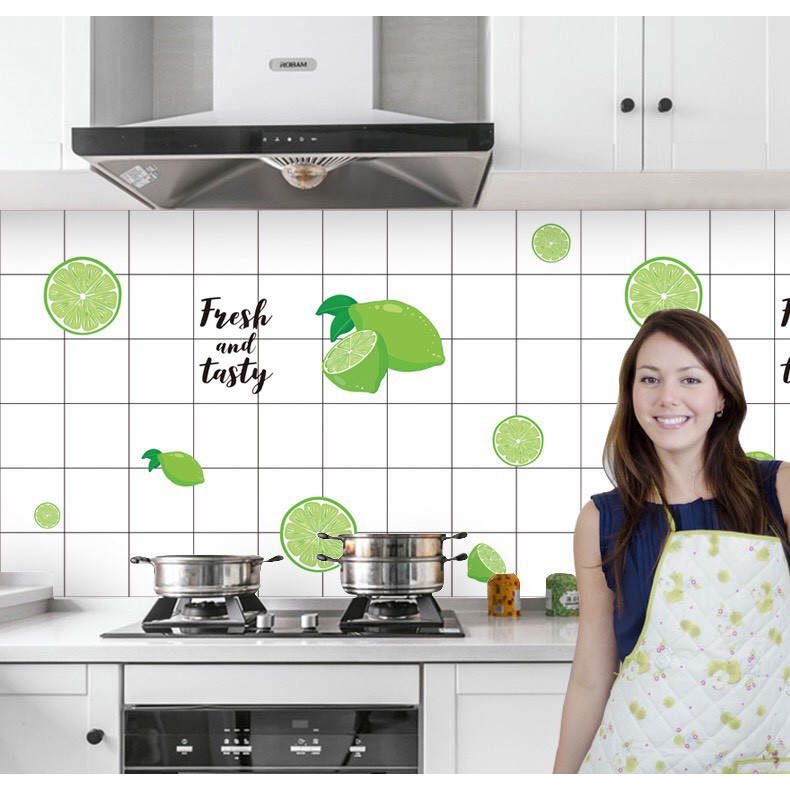 Decal dán bếp, giấy dán tường nhà bếp chống nhiệt, chống bám bẩn lau chùi dễ dễ dàng khổ rông 60cm dài 3m