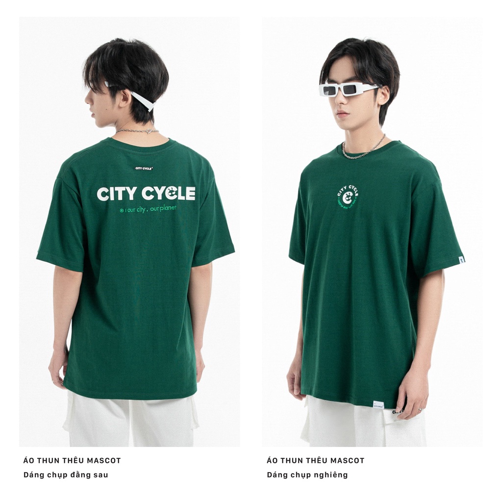 Áo thun tay lỡ thêu Mascot City Cycle - áo phông oversize nam nữ Local Brand