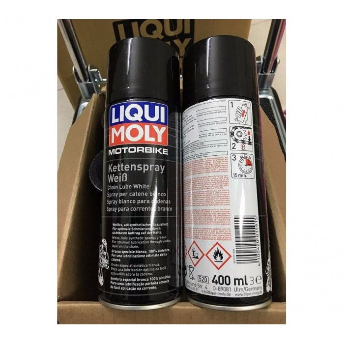 Chai xịt bôi trơn bảo vệ sên Liqui Moly Chain Lube White 1591 400ml chống thấm nước, ngăn ngừa mài mòn, bảo vệ nhông đĩa