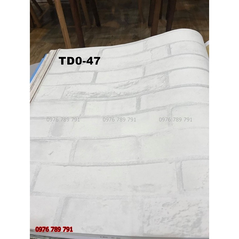 Giấy Dán Tường Giả Gạch Cho Cửa Hàng, Spa,Quán Ăn Đẹp, Rẻ, Lụa Không Keo, Khổ 10m x 53 cm