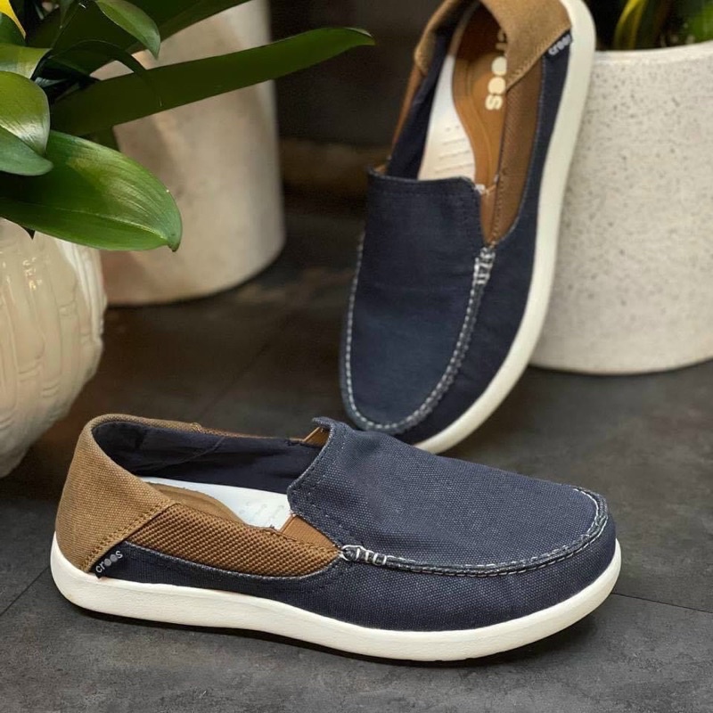 Giày crocs nam walu santa cruz 2 đi bộ êm chân, giày lười crocs bằng vải kaki đế cao miếng lót tháo rời - Crocs House