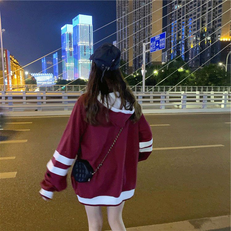 Áo Khoác Hoodie Khóa Kéo Dáng Rộng Thời Trang Mùa Đông Hàn Quốc Dành Cho Nữ