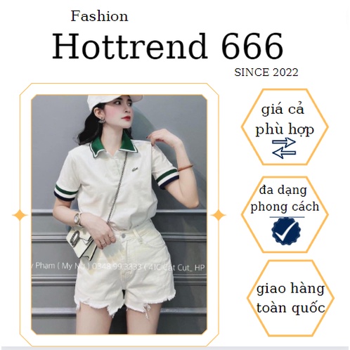 ÁO Polo cá sấu cổ xanh, Ta nói xinh nhức nách luôn. Hót dã man Nhà em làm cổ và tay áo đều là bo dệt hết. ct