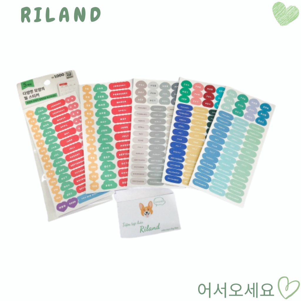 Sticker tháng ngày Daiso Hàn