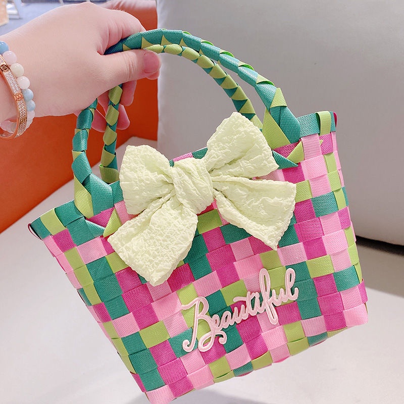 Túi Xách Vuông Nhỏ Thắt Nơ Phong Cách Mới Dành Cho Nữ Đi Biển Nghỉ Mát