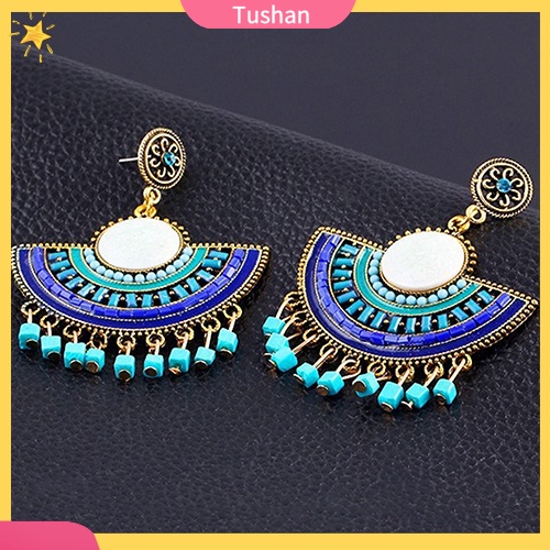 Khuyên tai tua rua đính hạt phong cách Bohemian