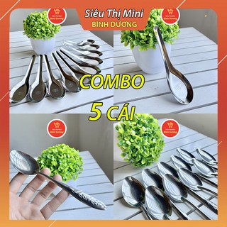Thìa ăn cơm inox cán dài cán ngắn bộ 5 Cái, thìa muỗng ăn phở