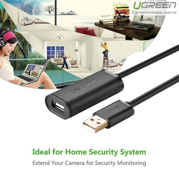 Cáp USB nối dài 25m có chíp khuếch đại chính hãng Ugreen 10325