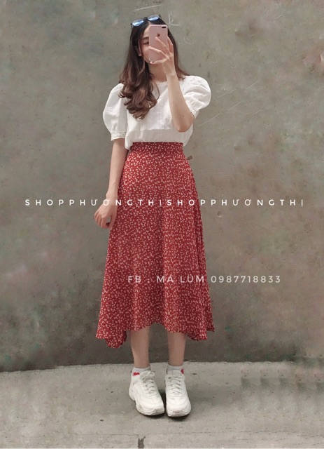 Chân váy hoa nhí vintage chun sau (hình shop tự chụp/ sẵn) | BigBuy360 - bigbuy360.vn