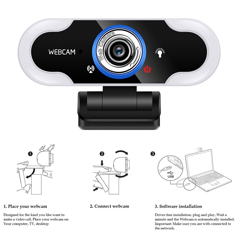 Webcam KCO X15 1080P HD có đèn và micro cho Twitch / máy tính bàn / laptop / Xbox / họp Zoom | BigBuy360 - bigbuy360.vn