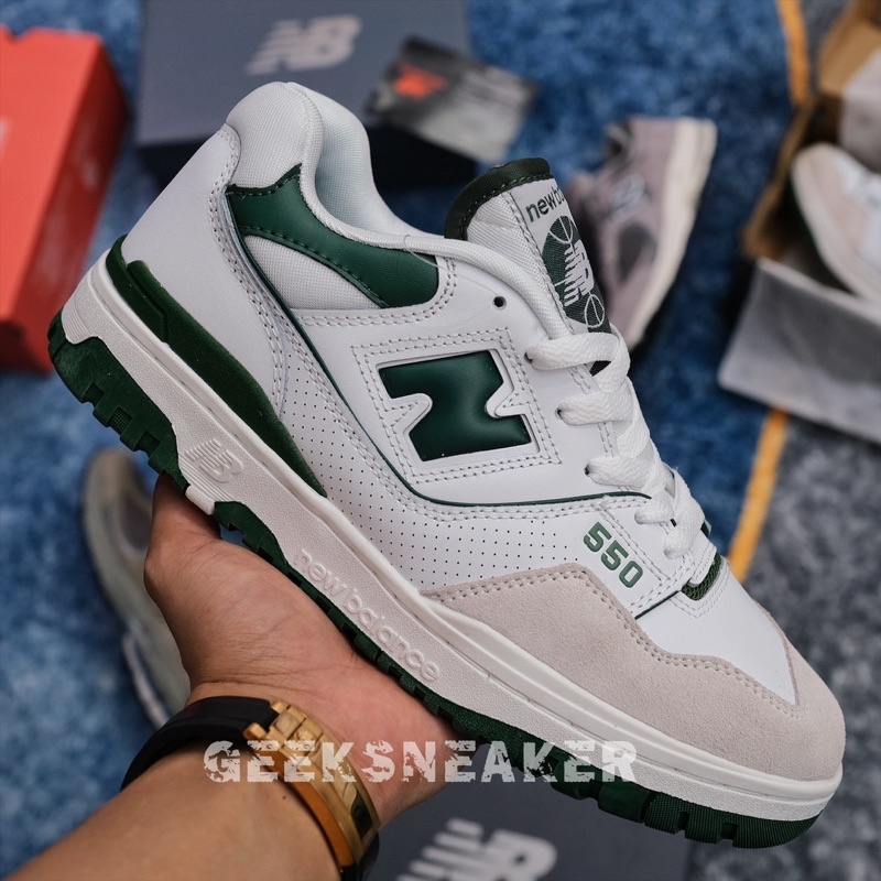 [GeekSneaker] Giày Giày NB550 | New Balance 550 - White Green | NB OG - Mũi Da lộn