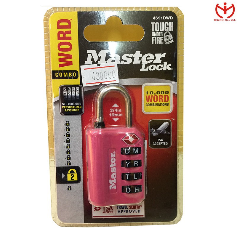 Ổ khóa vali hành lý Master Lock 4691 DWD có logo TSA - MSOFT