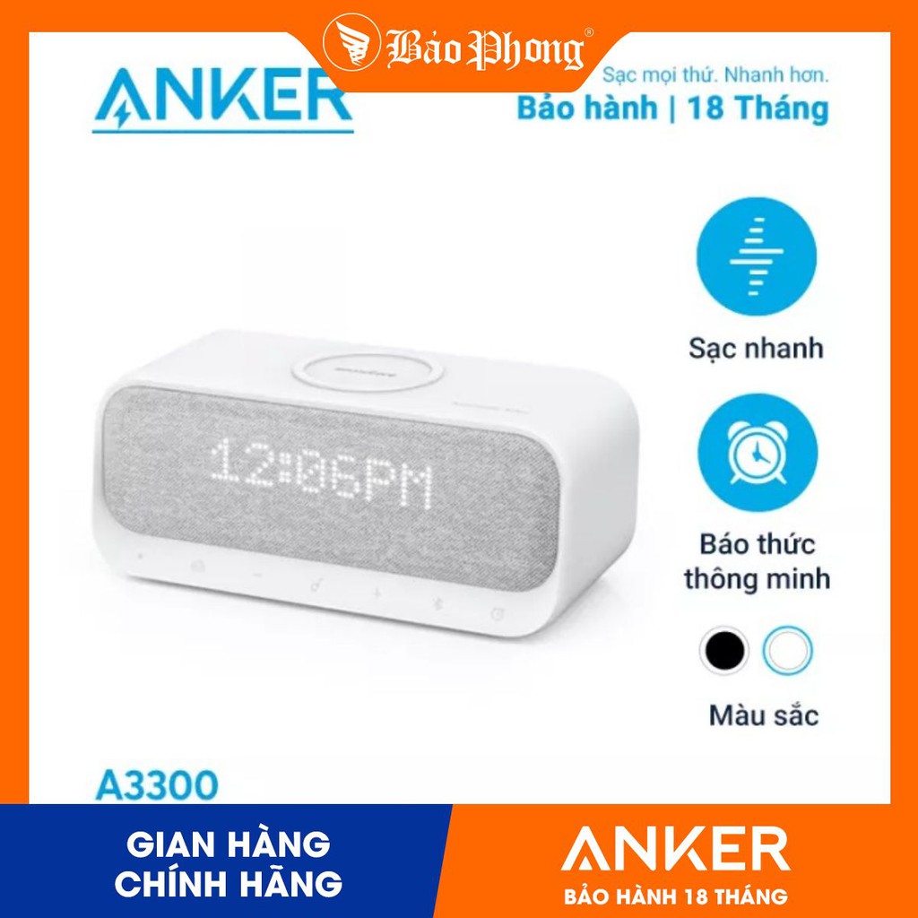 Loa bluetooth kèm sạc không dây + đồng hồ ANKER A3300 - BH 18 tháng