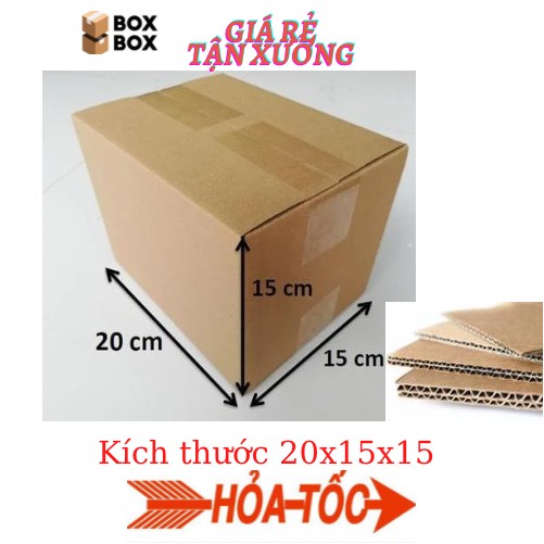 Combo 10 thùng hộp carton bìa giấy đóng gói hàng kích thước 20x15x15 cm giá rẻ tận xưởng - Miễn phí giao hàng