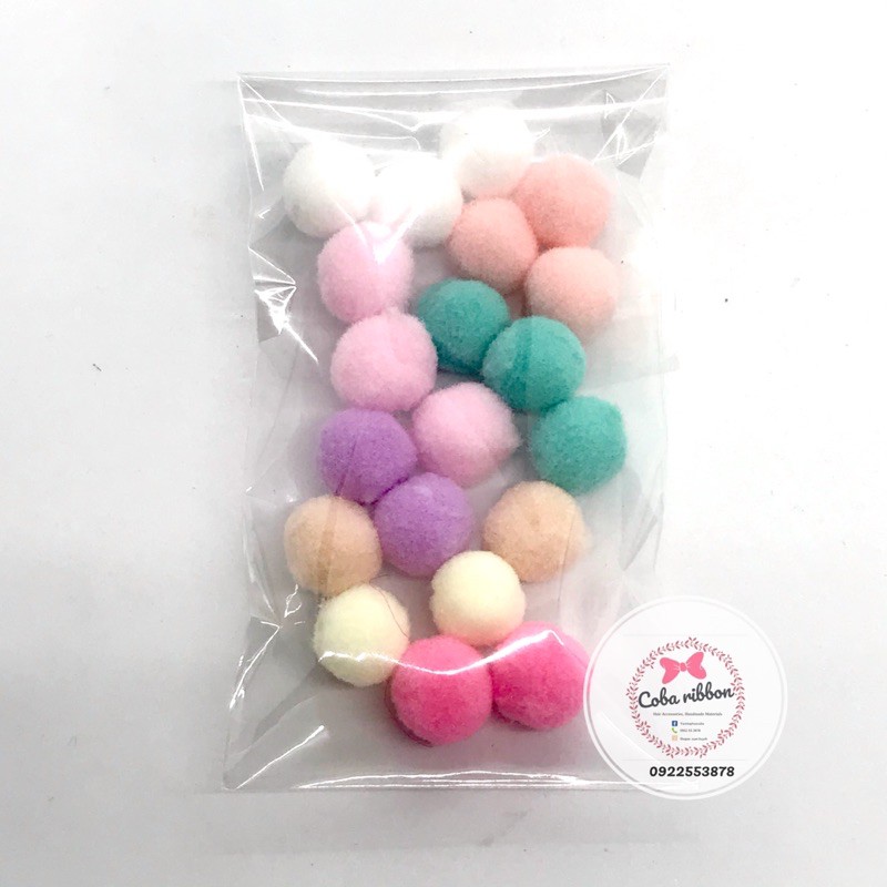 Set Pom Pom cục bông tròn nhiều màu nhiều kích cỡ - Mix ngẫu nhiên