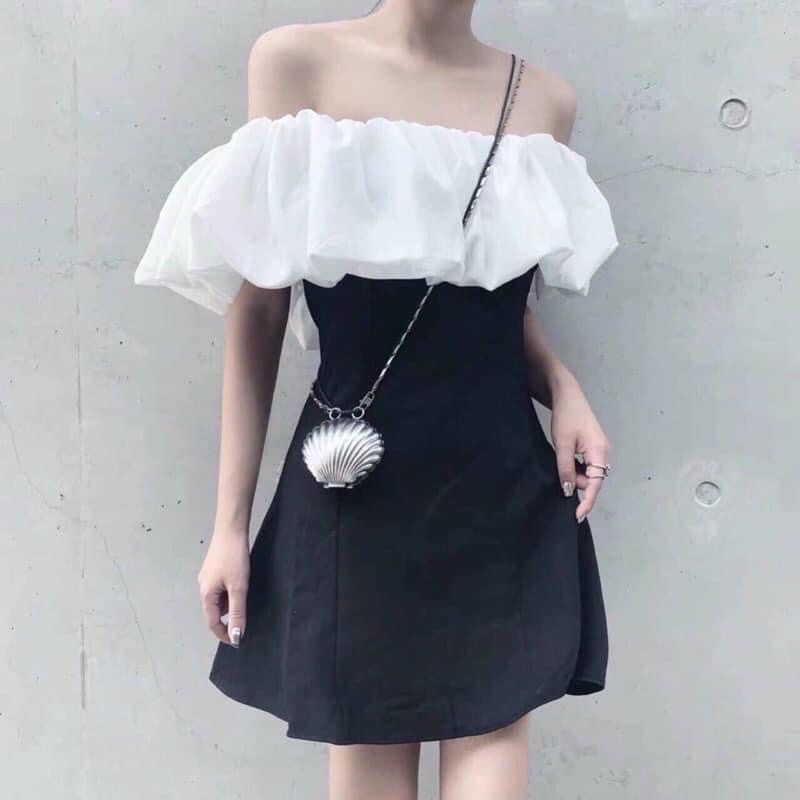 Váy trắng trễ vai tay bồng form cực chuẩn hàng đẹp loại 1