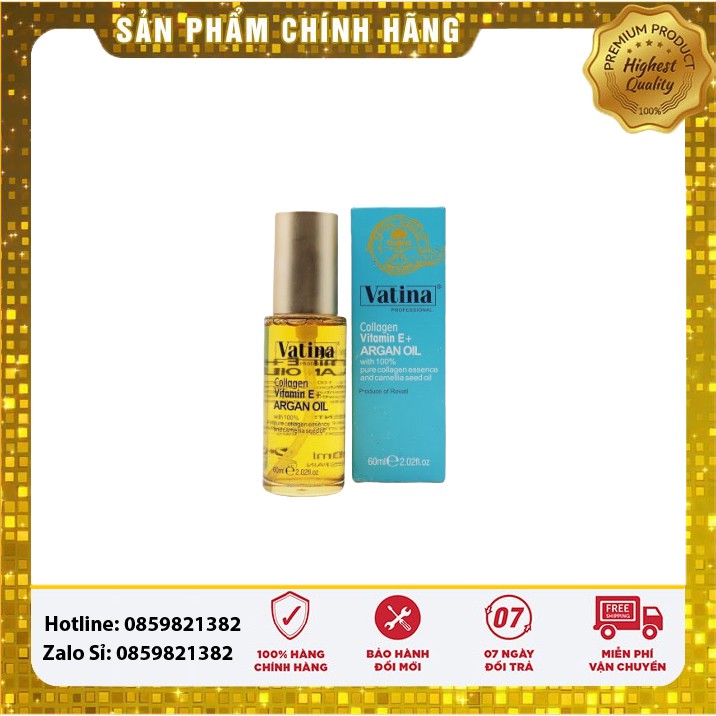 [ VATINA ] TINH DẦU DƯỠNG TÓC VATINA ARGAN OIL VITAMIN E+ COLLAGEN 60ML | BigBuy360 - bigbuy360.vn