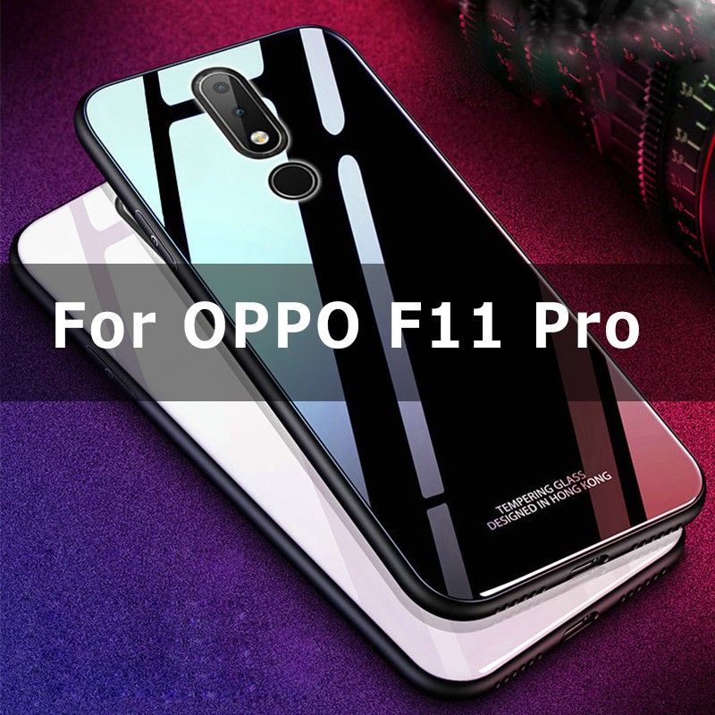 Hard Case OPPO F11 Pro Solid Color Glass Case Covers