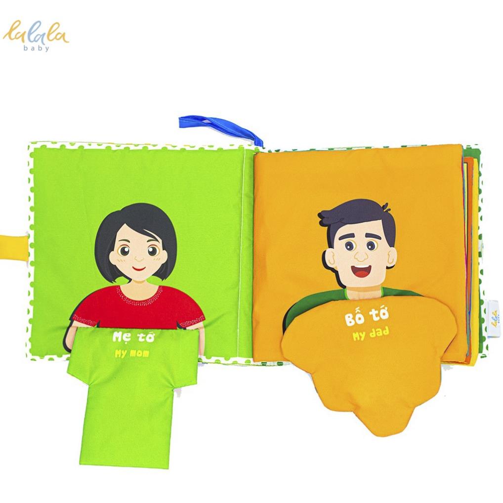 Sách vải chủ đề gia đình Lalala baby, song ngữ đa tương tác Nhà tớ có những ai? - Who's is my family?