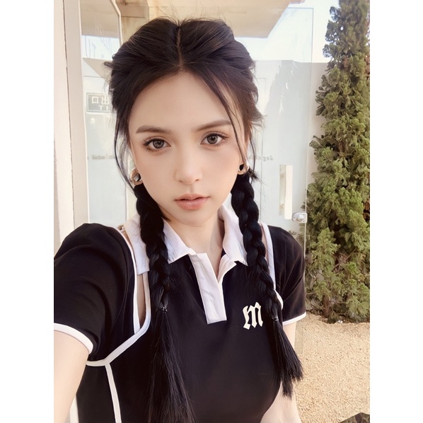 Váy Đầm Đen Cổ Polo Chữ m Nary Closet 2022