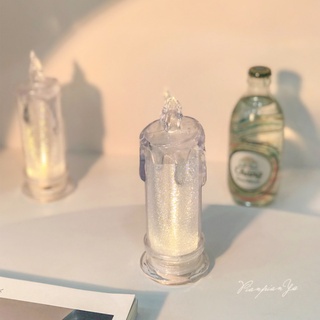Đèn để bàn hình nến bằng acrylic màu dạ quang độc đáo trang trí nhà hàng/ làm quà tặng