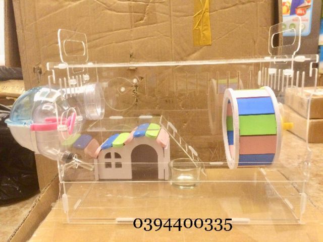 Chuồng hamster - Lồng hamster mica 30 x 20 x 20 cm