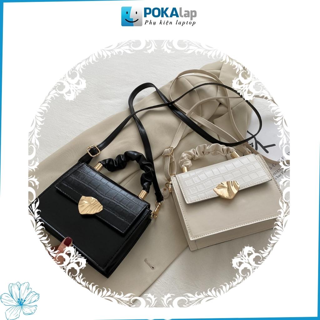 Túi xách nữ, túi đeo chéo nữ POKA24 đeo chéo hình vuông khóa cài cách điệu phong cách Hàn quốc ngọt ngào - POKALAP