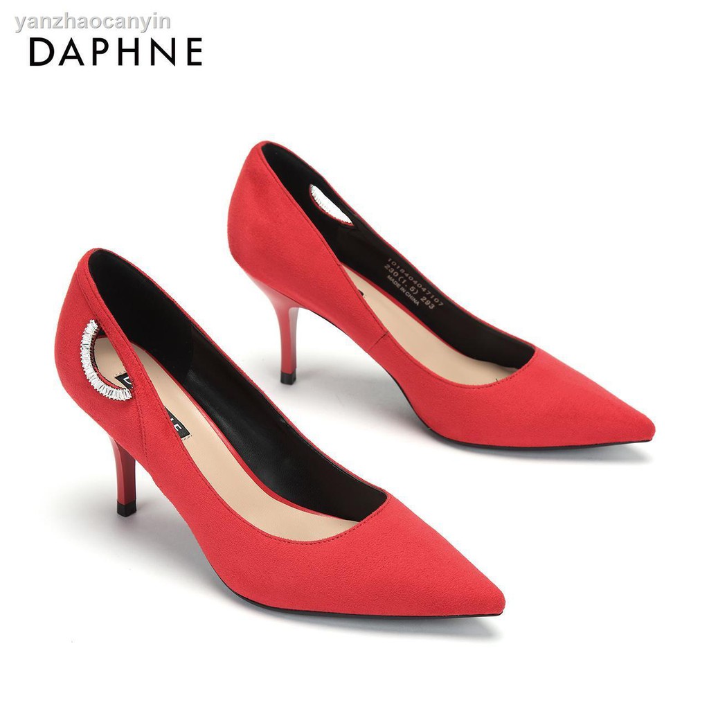 Daphne Giày Cao Gót Mũi Nhọn Đính Đá Thời Trang Mùa Thu Thanh Lịch