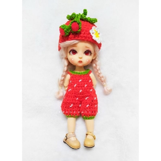 CÓ SẴN - Set đồ len dâu tây size búp bê BJD 1/8, Baboliy
