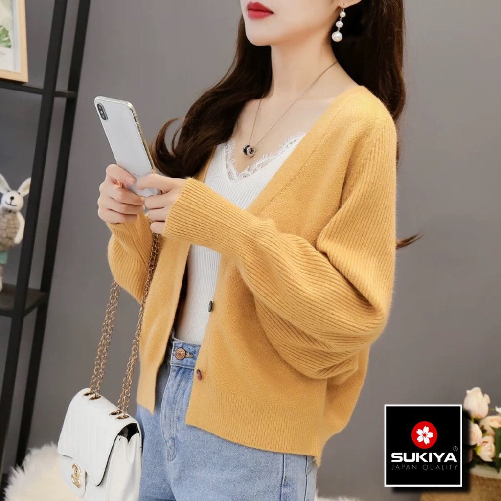 HÀNG NHẬP KHẨU -  Áo len nữ khoác chất lông cừu sợi nhập khẩu SUKIYA Fashion AL07 - Hàng Nhập Khẩu