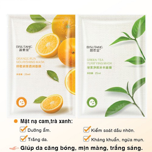 Mặt nạ trái cây dưỡng trắng cấp ẩm giảm mụn mask nội địa cao cấp Rainbow   8 vị thiên nhiên