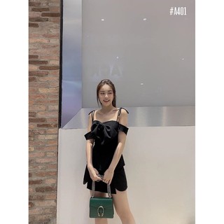 Áo pepum 2 dây nơ to rớt vai xinh xắn