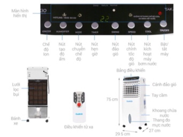 Máy Làm Mát DAIKIO DK 800A hàng chính hãng bảo hanh 12 tháng