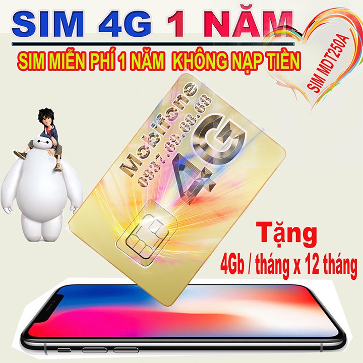 Sim 4G 1 Năm không cần nạp tiền chỉ tốn một lần mua sim xài nguyên một năm miễn phí. (sử dụng trên toàn quốc)