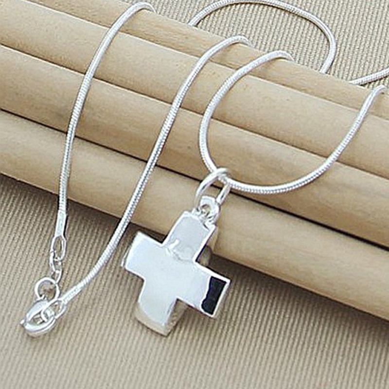 Dây Chuyền Dạng Xích Ngắn Bằng Bạc Mặt Thánh Giá Ngắn 1mm 18inch Màu Sắc Hợp Thời Trang Unisex