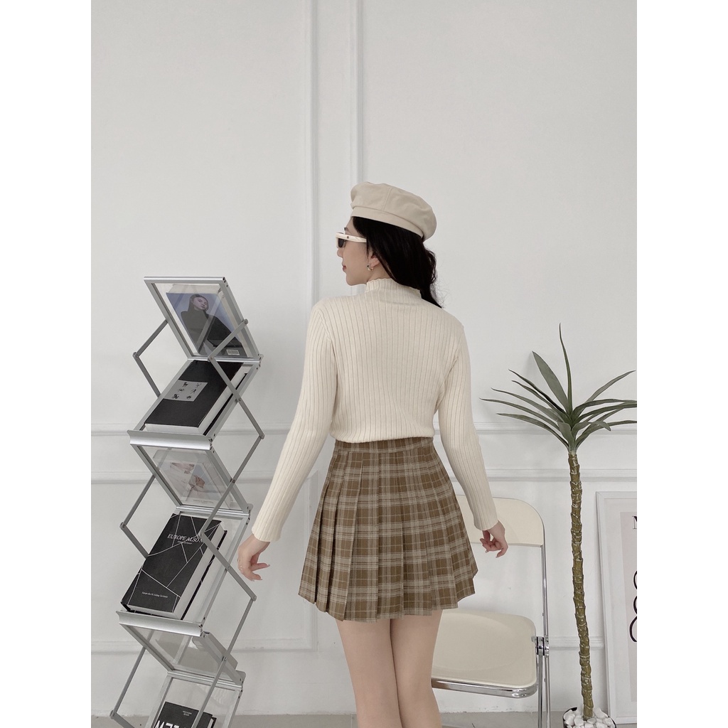 CHÂN VÁY TENNIS KẺ NÂU