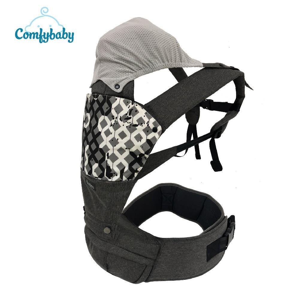 Địu ngồi trẻ em cao cấp siêu mềm - siêu thoáng địu 4 tư thế Comfybaby HC003 cho bé từ sơ sinh tới 36 tháng có mũ đỡ đầu