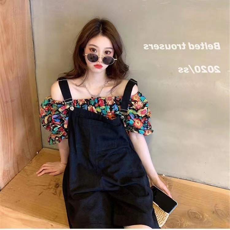 Áo Sơ Mi Chiffon Không Tay Trễ Vai In Hoa Thời Trang Mùa Hè Phong Cách Hàn Quốc Mới