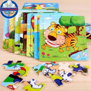 Bộ Tranh Ghép Hình 2D 9 Mảnh Ghép Bằng Gỗ