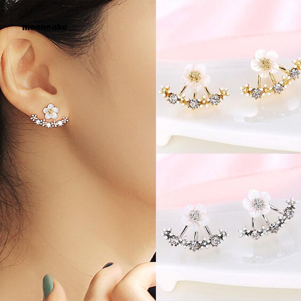 Khuyên tai hình bông hoa đính đá phong cách Hàn Quốc thanh lịch dành cho nữ