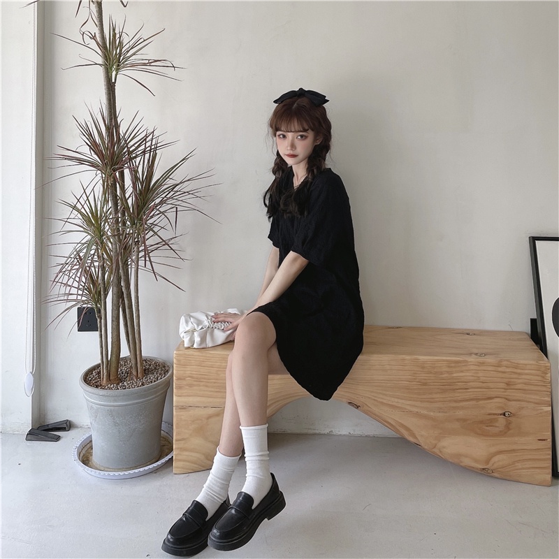 Đầm Perty cổ chữ V tay ngắn thời trang Hàn Quốc cho nữ