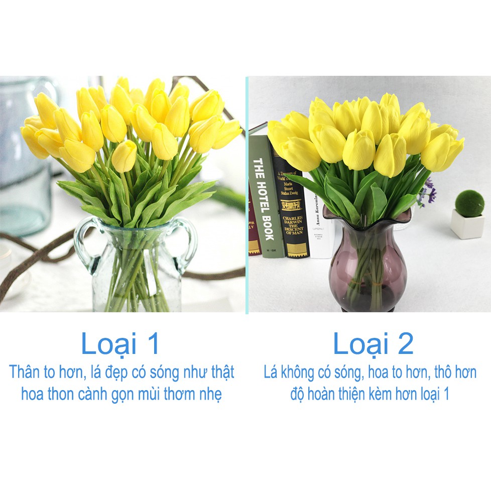 (Loại 1) Combo 10 Hoa lụa Hoa Tulip giống thật đến 99%