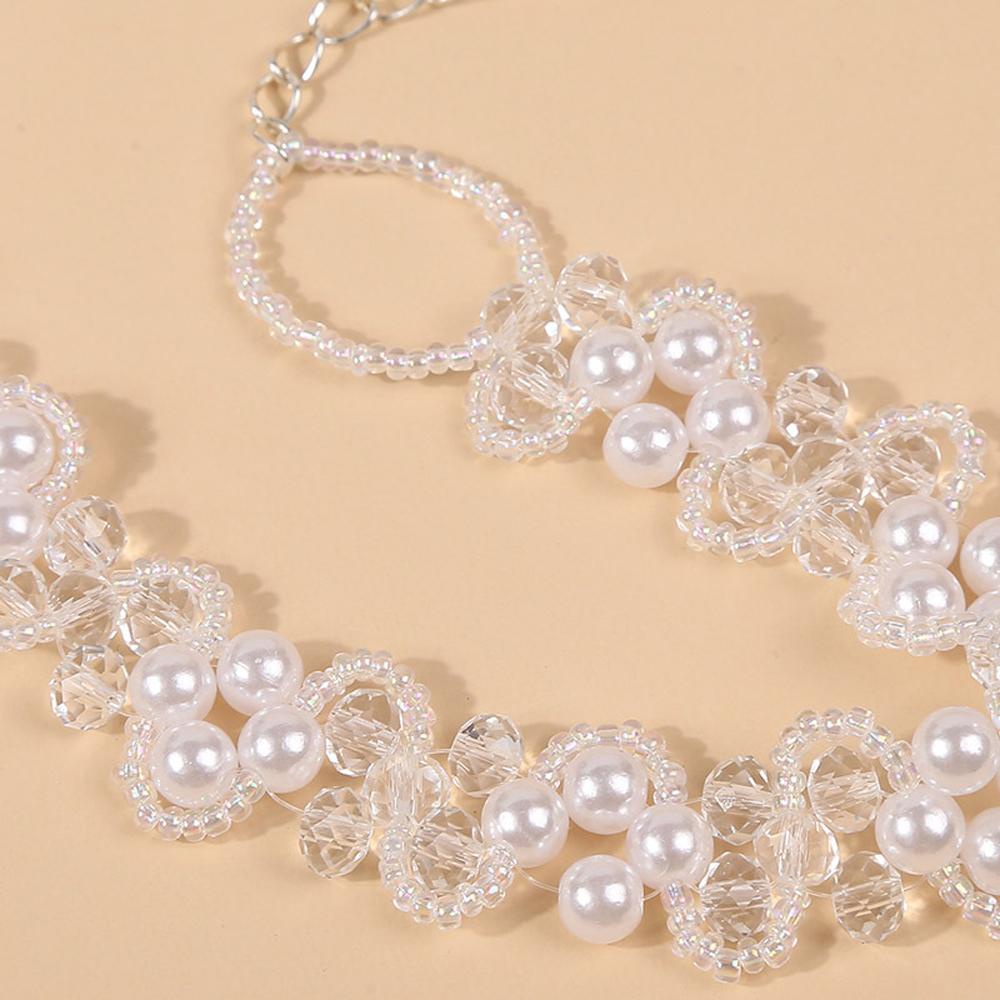 Vòng cổ Mặt Hoa Đính Ngọc Trai Nhân Tạo Thời Trang