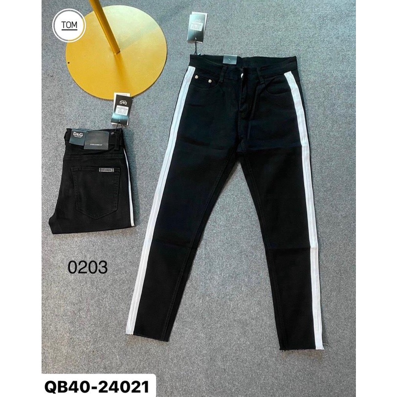 Quần bò đen sọc trắng hottttt 2022 freeship