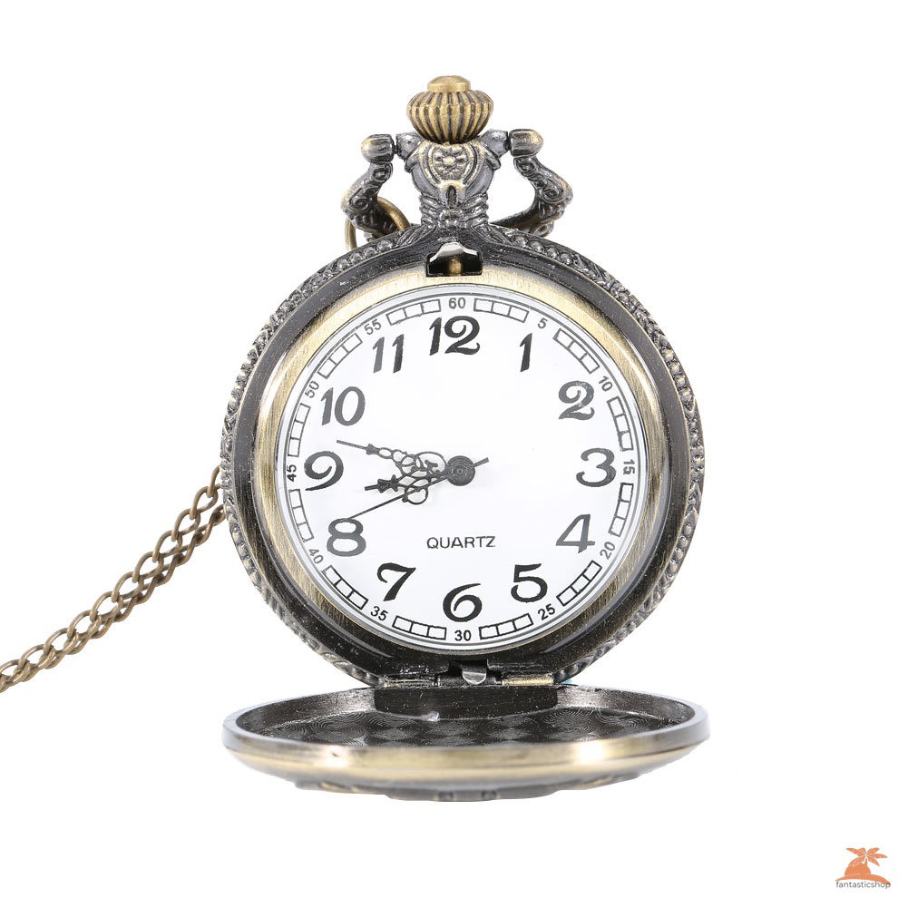 #Đồng hồ bỏ túi# Vintage Retro Alloy Pocket Watch Men Women Necklace Pendant Chain Clock Watches Gifts