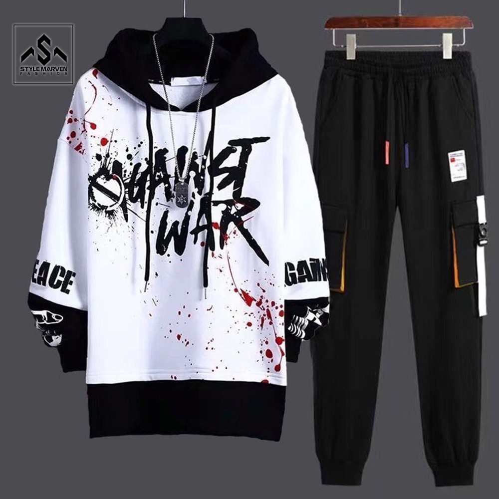 Bộ nỉ nam thể thao thu đông STYLE MARVEN áo hoodie War mix quần jogger bo gấu - SET NAM 90000187