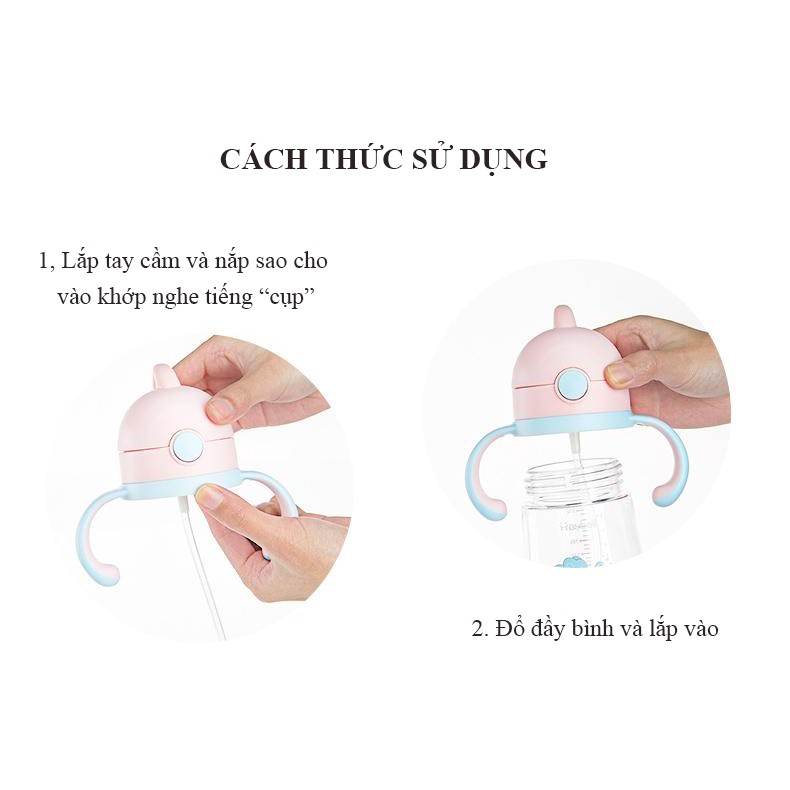 [Hợp tác với Thụy Sỹ] Bình uống nước có ống hút cho bé Tritan có tay cầm an toàn, Chống Trào Ngược, Uống Mọi Tư Thế 360,