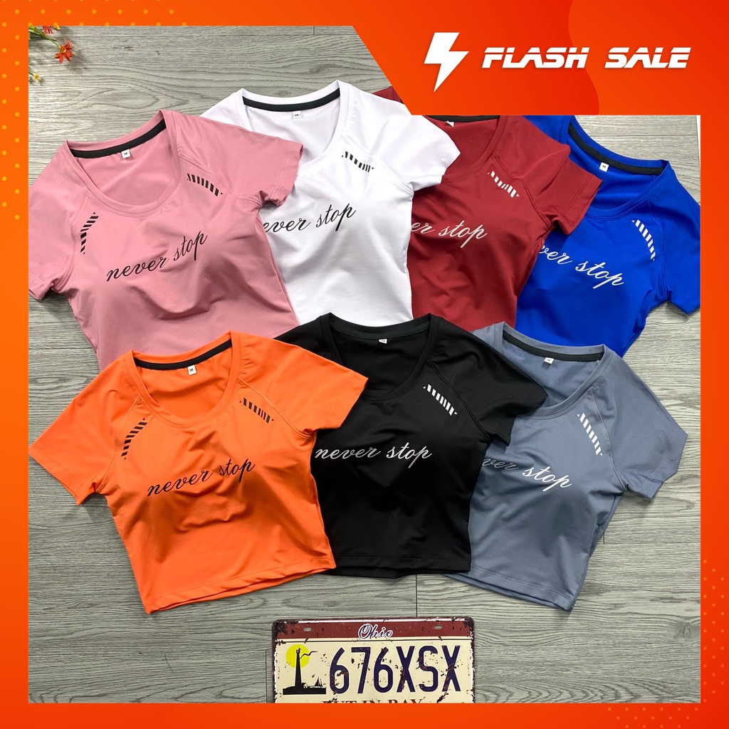 [ FREE SHIP ] Áo Croptop Nerver Stop, Chất Poly 4 Chiều Cực Mát
