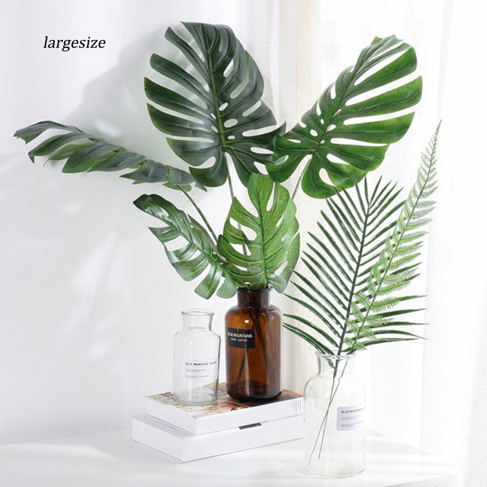 1 nhánh lá trầu bà monstera nhân tạo trang trí nội thất